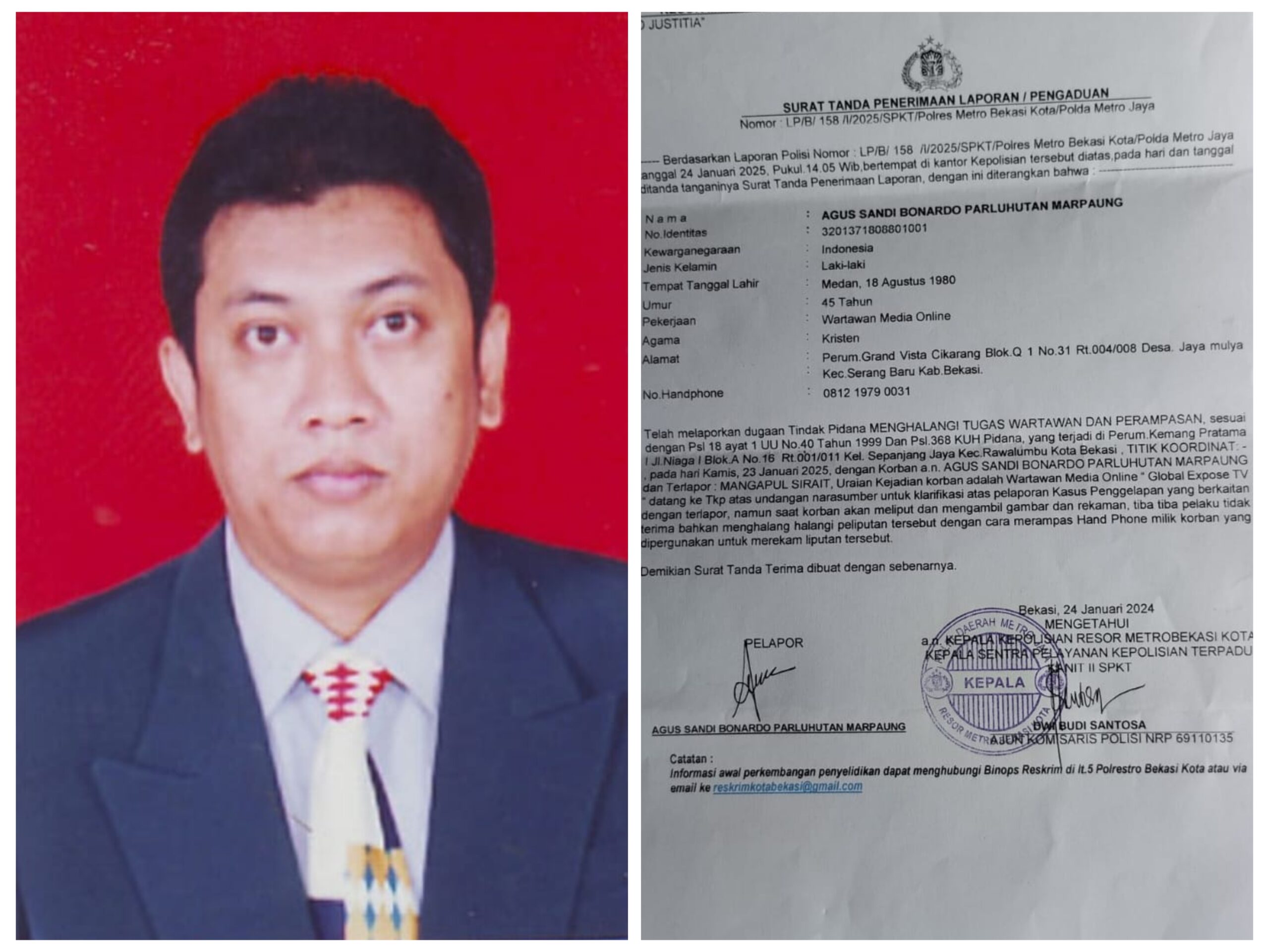 Unggul Sitorus SH: Kapolres dan Kasat Reskrim Melanggar Perkap Peraturan Kapolri Terkait Administrasi Penyidikan Tidak Memberikan Kepastian Hukum Kepada Pelapor