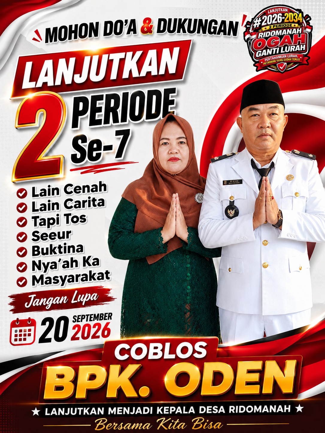 Resmi !! Incumbent Bapak Oden Lanjut kan Pembangunan Desa Ridomanah 2 Priode 