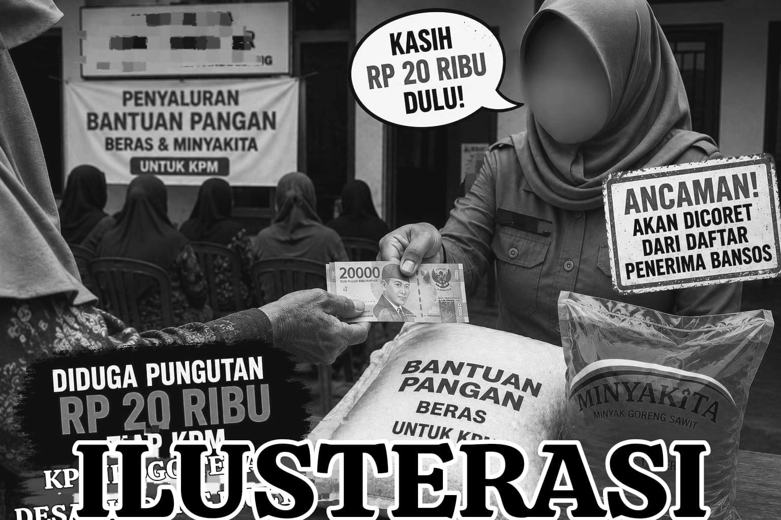 Viral !! Di Duga Pembagian Beras Bansos Di pungut Dua Puluh Ribu Rupiah Per KPM Oleh Oknum RT  Desa Sindang Mulya